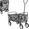 Online Foldbar havevogn - Transportvogn/trækvogn - Bæreevne 80 kg - Volumen 110 L - Gummihjul, stålramme - Foldemål 76x51x20 cm - Grå Haveværktøj