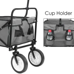 Online Foldbar havevogn - Transportvogn/trækvogn - Bæreevne 80 kg - Volumen 110 L - Gummihjul, stålramme - Foldemål 76x51x20 cm - Grå Haveværktøj