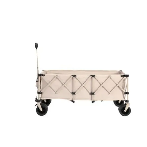 New Foldbar havevogn med 100 kg kapacitet, robust 300L transportvogn med store terrængående hjul og drikkeholder - beige Haveværktøj
