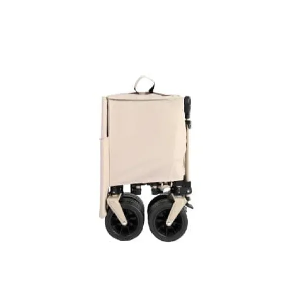 New Foldbar havevogn med 100 kg kapacitet, robust 300L transportvogn med store terrængående hjul og drikkeholder - beige Haveværktøj