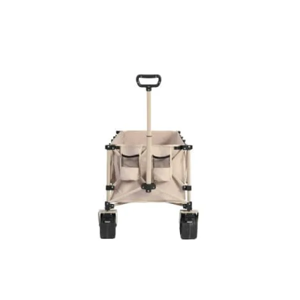 New Foldbar havevogn med 100 kg kapacitet, robust 300L transportvogn med store terrængående hjul og drikkeholder - beige Haveværktøj