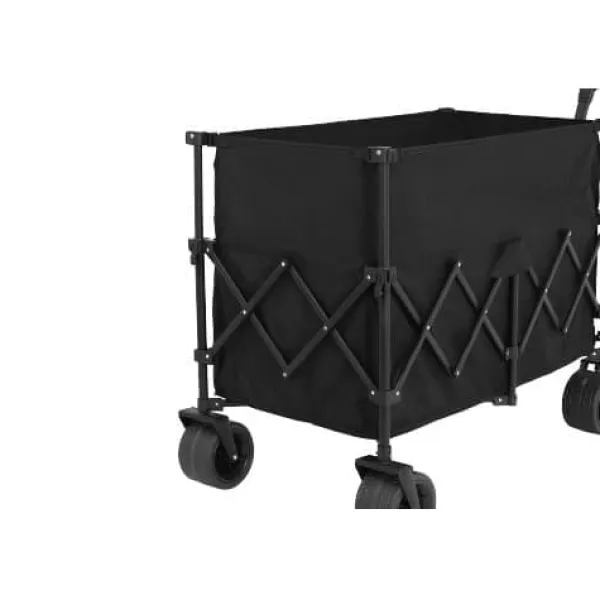 Haveværktøj^Foldbar strandvogn med store terrænhjul, tung havevogn 300 kg med drikkeholder, sort