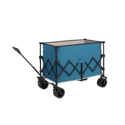 Outlet Foldbar vogn 220 kg med store hjul, holdbar 300L havevogn med terrænhjul og drikkeholder, blå Haveværktøj