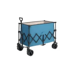 Outlet Foldbar vogn 220 kg med store hjul, holdbar 300L havevogn med terrænhjul og drikkeholder, blå Haveværktøj