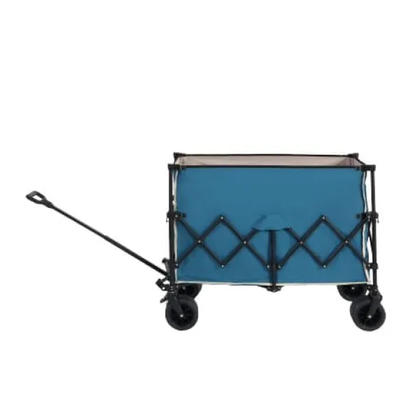 Outlet Foldbar vogn 220 kg med store hjul, holdbar 300L havevogn med terrænhjul og drikkeholder, blå Haveværktøj
