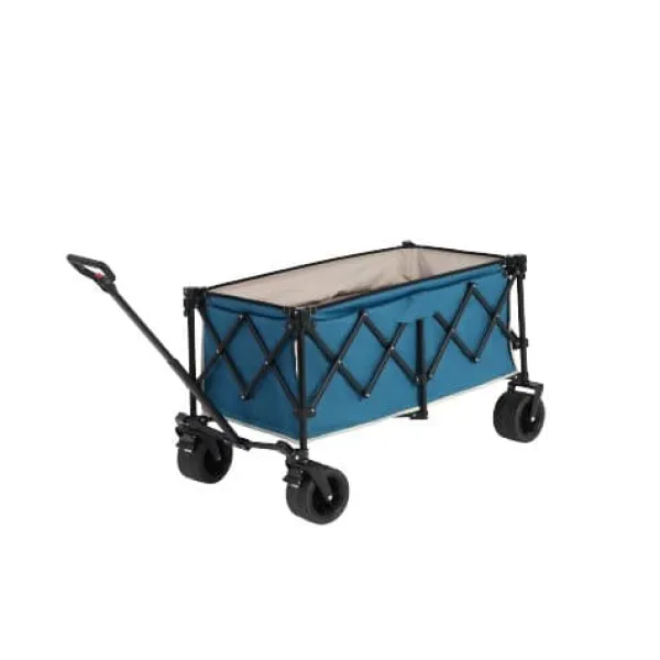 Outlet Foldbar vogn 220 kg med store hjul, holdbar 300L havevogn med terrænhjul og drikkeholder, blå Haveværktøj