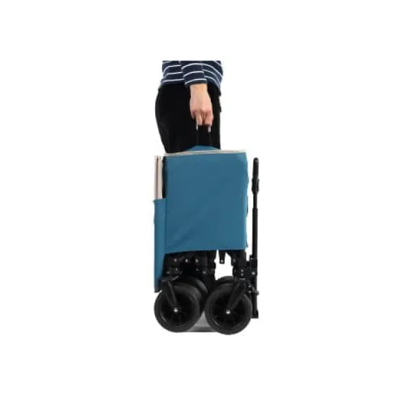 Outlet Foldbar vogn 220 kg med store hjul, holdbar 300L havevogn med terrænhjul og drikkeholder, blå Haveværktøj