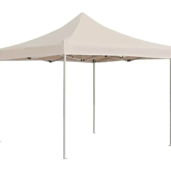 Telte & Lysthuse^Foldbart festtelt i aluminium - Elegant cremefarvet design | Størrelse: 2x2 m