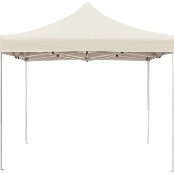 Telte & Lysthuse^Foldbart festtelt i aluminium - Elegant cremefarvet design | Størrelse: 2x2 m