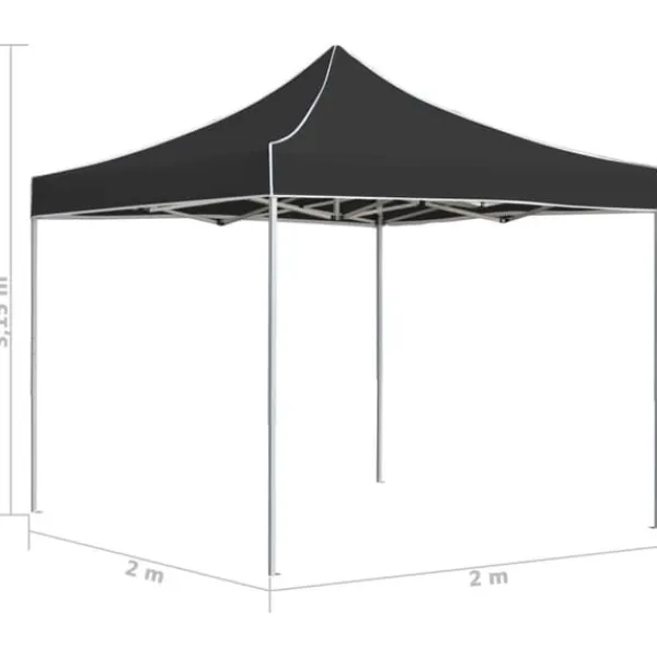 Telte & Lysthuse^Foldbart festtelt i aluminium - Professionelt design | Farve: Antracitgrå | Størrelse: 2x2 m