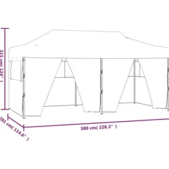 Telte & Lysthuse^Foldbart festtelt med 4 sidevægge - UV-bestandigt & vandafvisende | Størrelse: 3x6 m | Farve: Blå