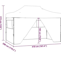 New Foldbart festtelt med 4 sidevægge - UV-bestandigt, vandafvisende | Størrelse: 3x4 m | Farve: Antracitgrå Telte & Lysthuse