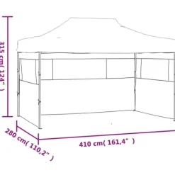 Telte & Lysthuse^Foldbart festtelt med 3 sidevægge - 3 x 4 m | Farve: Blå | Materiale: Stål