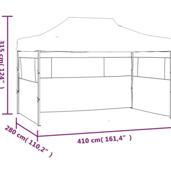Telte & Lysthuse^Foldbart festtelt med 3 sidevægge - 3 x 4 m | Farve: Blå | Materiale: Stål