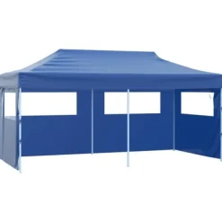 Clearance Foldbart festtelt med 4 sidevægge 3 x 6 m stål blå - Festtelt - Festtelte - Home & Living Telte & Lysthuse