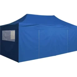 Clearance Foldbart festtelt med 4 sidevægge 3 x 6 m stål blå - Festtelt - Festtelte - Home & Living Telte & Lysthuse