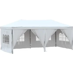 Telte & Lysthuse^Foldbart festtelt med sidevægge 3x6 m | Farve: Hvid | UV-resistent og vandafvisende
