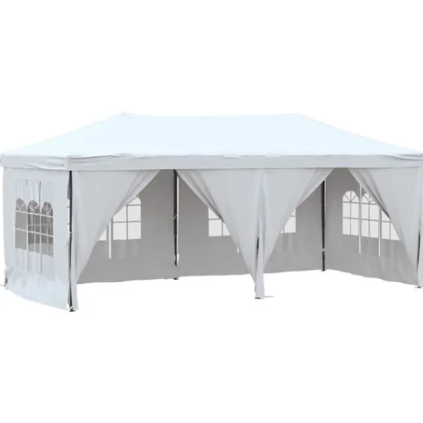 Telte & Lysthuse^Foldbart festtelt med sidevægge 3x6 m | Farve: Hvid | UV-resistent og vandafvisende