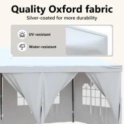 Telte & Lysthuse^Foldbart festtelt med sidevægge 3x6 m | Farve: Hvid | UV-resistent og vandafvisende