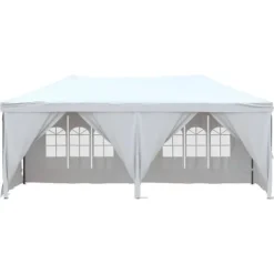 Telte & Lysthuse^Foldbart festtelt med sidevægge 3x6 m | Farve: Hvid | UV-resistent og vandafvisende