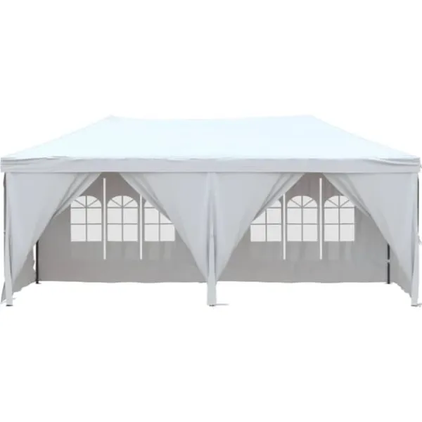Telte & Lysthuse^Foldbart festtelt med sidevægge 3x6 m | Farve: Hvid | UV-resistent og vandafvisende