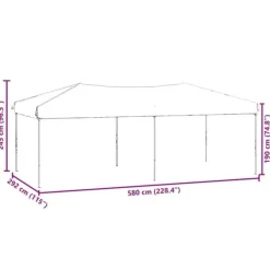 Telte & Lysthuse^Foldbart festtelt med sidevægge 3x6 m | Farve: Hvid | UV-resistent og vandafvisende