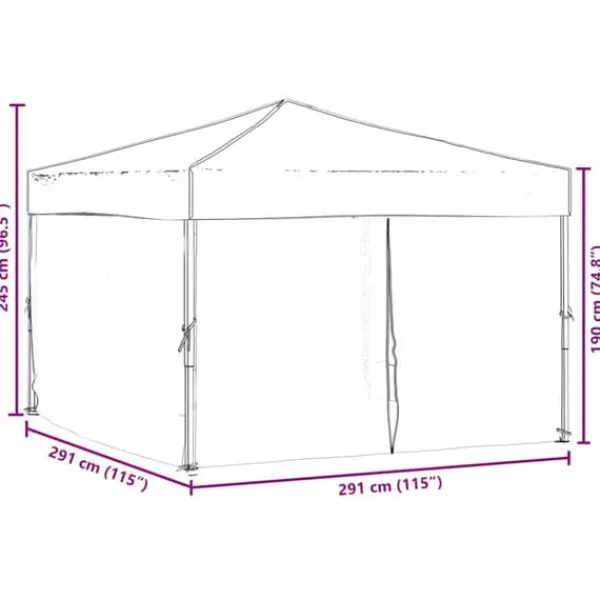 Telte & Lysthuse^Foldbart festtelt med sidevægge - 3x3 m | Farve: Hvid