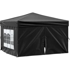 Telte & Lysthuse^Foldbart festtelt med sidevægge - 2x2 m | Farve: Sort