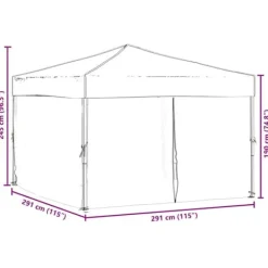 Telte & Lysthuse^Foldbart festtelt med sidevægge - 2x2 m | Farve: Sort