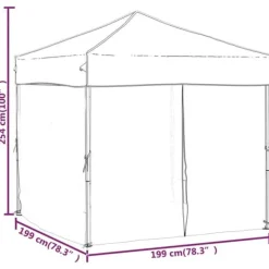 Foldbart festtelt med sidevægge - 2x2 m | Farve: Gråbrun Telte & Lysthuse