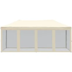 Telte & Lysthuse^Foldbart festtelt med sidevægge 3x6 m cremefarvet - Festtelt - Festtelte - Home & Living