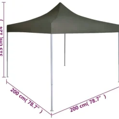 Telte & Lysthuse^Foldbart festtelt 2x2 m - UV-bestanding & vandafvisende | Farve: Antracitgrå
