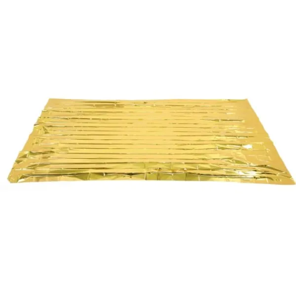 Sale Foldbart PET-aluminiseret film termisk nødtæppe - Bærbart overlevelsesudstyr til camping og udendørsaktiviteter - Guld, 210 cm x 160 cm Beredskabsplaner