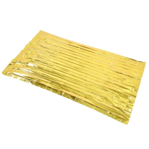 Sale Foldbart PET-aluminiseret film termisk nødtæppe - Bærbart overlevelsesudstyr til camping og udendørsaktiviteter - Guld, 210 cm x 160 cm Beredskabsplaner