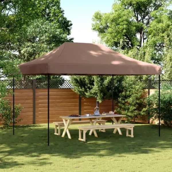 Telte & Lysthuse^Foldbart pop op-festtelt - Ideelt til udendørs begivenheder | Farve: Brun | Størrelse: 410x279x315 cm