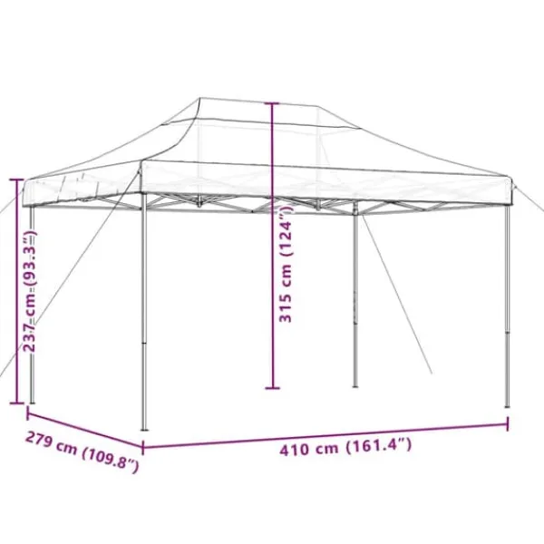 Telte & Lysthuse^Foldbart pop op-festtelt - Ideelt til udendørs begivenheder | Farve: Brun | Størrelse: 410x279x315 cm