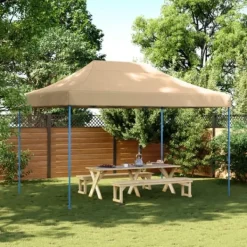 Telte & Lysthuse^Foldbart pop up-festtelt - Ideelt til udendørs begivenheder | Farve: Beige | Størrelse: 410x279x315 cm
