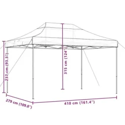 Telte & Lysthuse^Foldbart pop up-festtelt - Ideelt til udendørs begivenheder | Farve: Beige | Størrelse: 410x279x315 cm