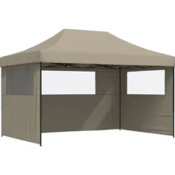 New Foldbart pop up-festtelt med 3 sidevægge - Gråbrun | Størrelse: 300x300 cm Telte & Lysthuse