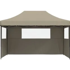New Foldbart pop up-festtelt med 3 sidevægge - Gråbrun | Størrelse: 300x300 cm Telte & Lysthuse