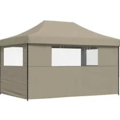 New Foldbart pop up-festtelt med 3 sidevægge - Gråbrun | Størrelse: 300x300 cm Telte & Lysthuse