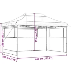 New Foldbart pop up-festtelt med 3 sidevægge - Gråbrun | Størrelse: 300x300 cm Telte & Lysthuse