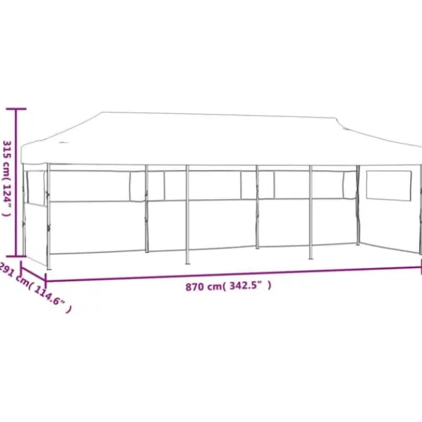 Outlet Foldbart pop up-festtelt med 5 sidevægge - UV-bestandigt og vandafvisende | Farve: Antracitgrå | Størrelse: 870x291x315 cm Telte & Lysthuse