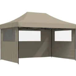New Foldbart pop up-festtelt med 3 sidevægge | Farve: Gråbrun Telte & Lysthuse