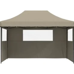 New Foldbart pop up-festtelt med 3 sidevægge | Farve: Gråbrun Telte & Lysthuse