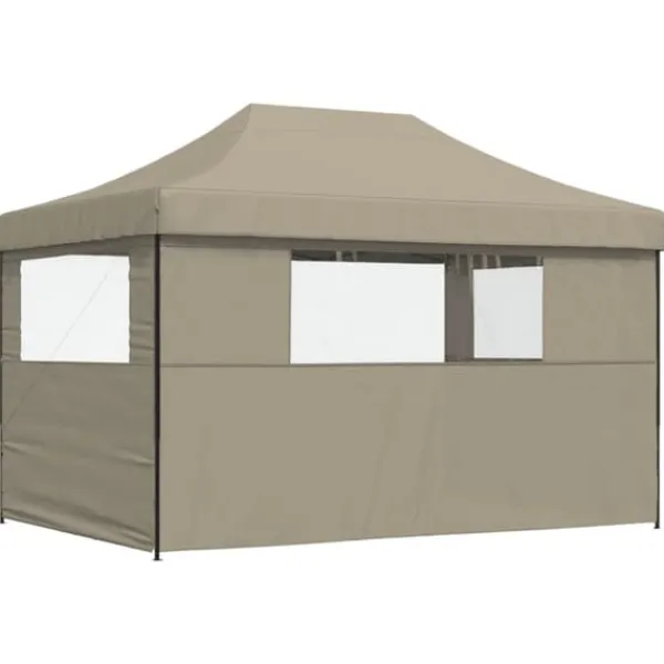 New Foldbart pop up-festtelt med 3 sidevægge | Farve: Gråbrun Telte & Lysthuse