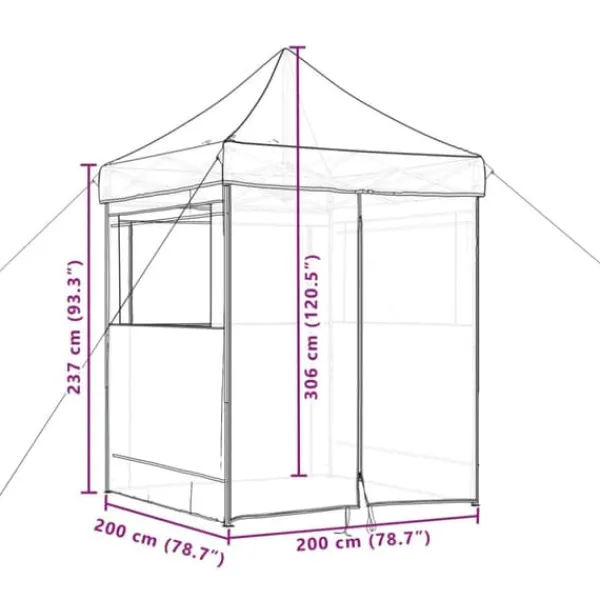 Telte & Lysthuse^Foldbart pop up-festtelt med 4 sidevægge | Farve: Gråbrun