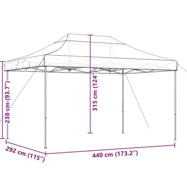 Telte & Lysthuse^Foldbart pop up-festtelt 440x292x315 cm - Ideelt til udendørs begivenheder | Farve: Gråbrun