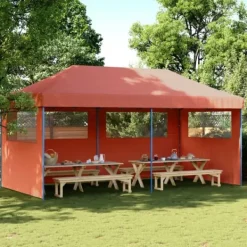 Online Foldbart pop-up festtelt med 3 sidevægge | Farve: Terracotta Telte & Lysthuse