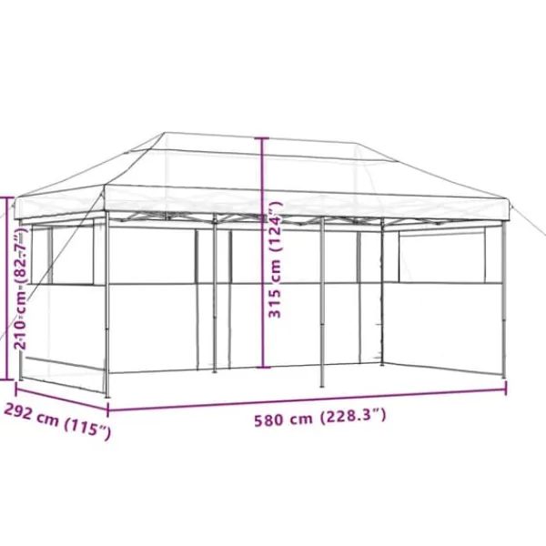 Online Foldbart pop-up festtelt med 3 sidevægge | Farve: Terracotta Telte & Lysthuse